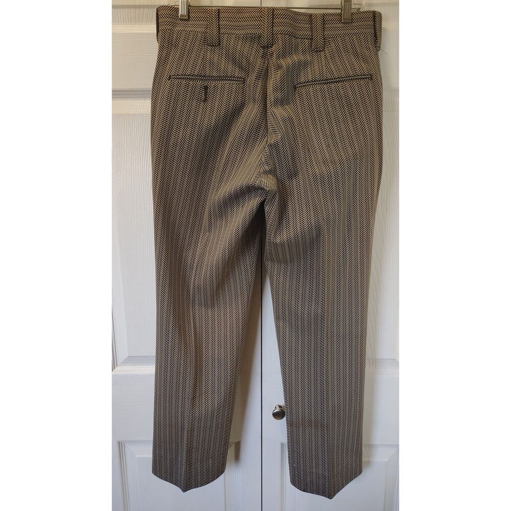 Vintage 70s Broomsticks by Glen Oaks 70's Herringbone Slacks - Flat Front 32X27 - Picture 2 of 6